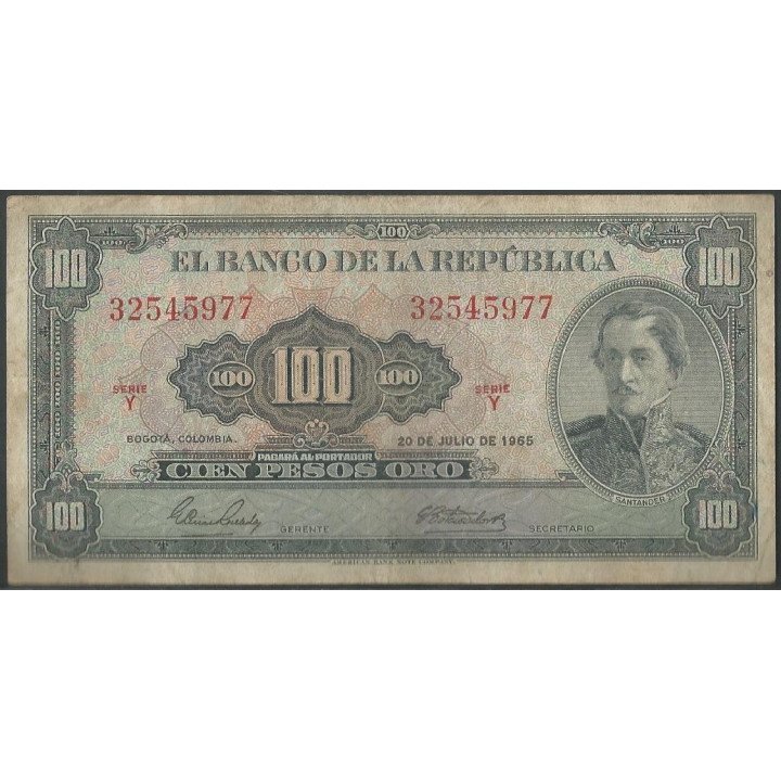 Billete de 100 Pesos 20 Jul 1965 BGW296