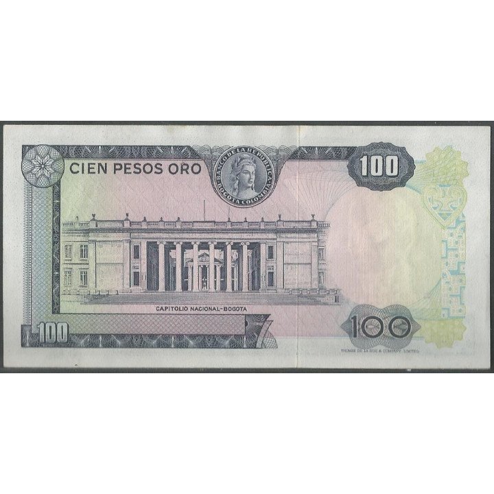 Billete de 100 Pesos 20 Jul 1971 8 Dig. BGW301 reverso