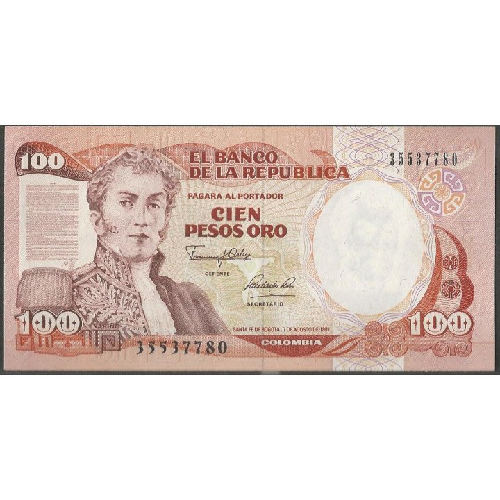 Billete de 100 Pesos 7 Ago 1991 BGW336