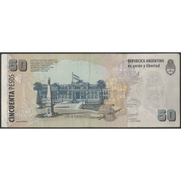 Argentina 50 Pesos ND2003-13 Serie B P356 reverso