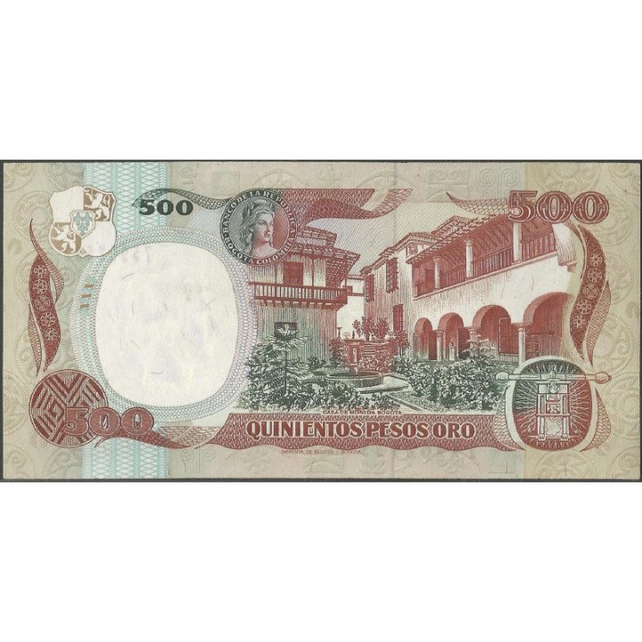 Billete de 500 Pesos 12 Oct 1990 BGW405 reverso