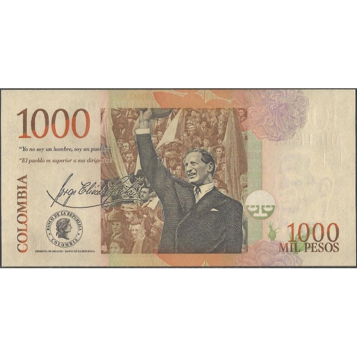 Billete de 1.000 Pesos 2 Ago 2016 BGW439R19 reverso