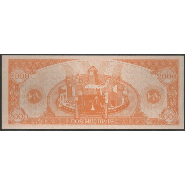 Billete de 2.000 Divis Naranja Divercity reverso