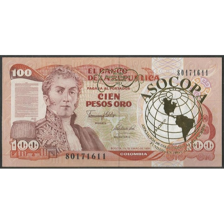 Billete de 100 Pesos Asocopa Sello Dorado
