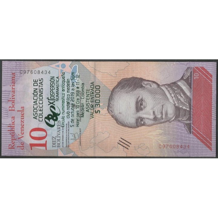 Billete de 10 Bolivares C & C XI Dispersion