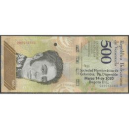 Billete de 500 Bolivares Soc. Numismática de Colombia P° DISPERSION