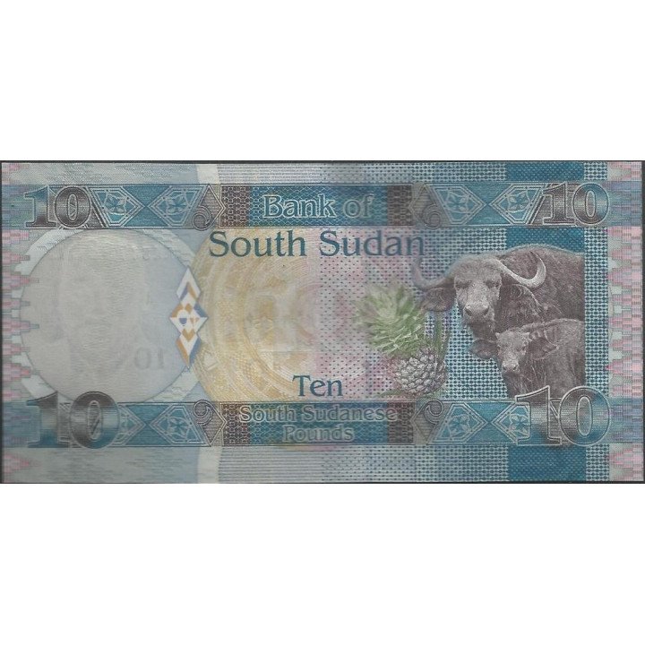 Sudan del Sur 10 Pounds ND2011 P7 reverso