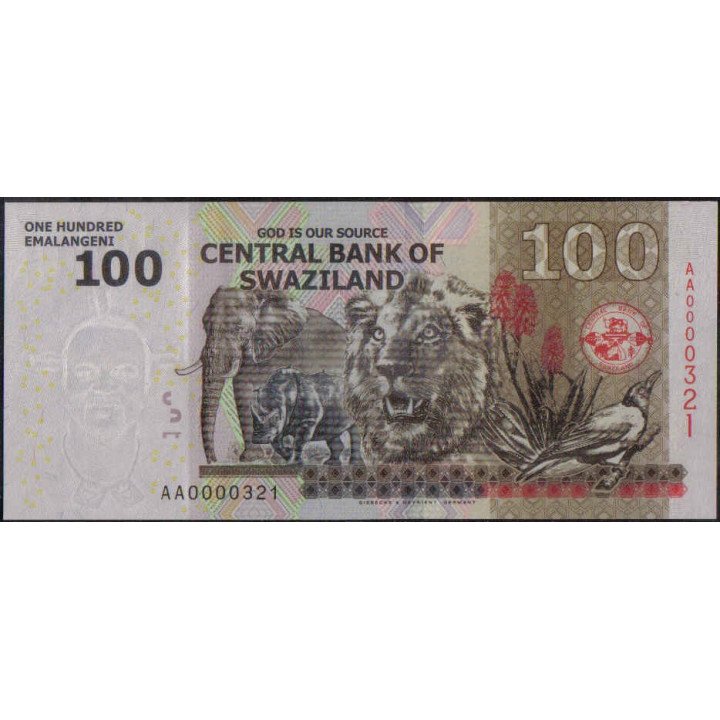 Swaziland 100 Emalageni 6 Sep 2010 P39a reverso