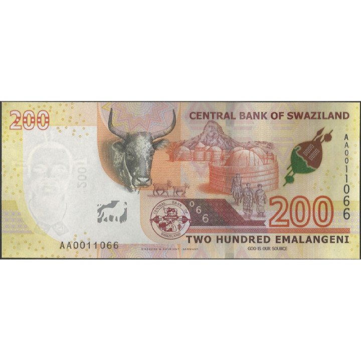 Swaziland 200 Emalageni 6 Sep 2017 P43 reverso