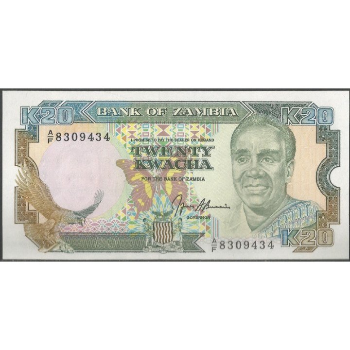Zambia 20 Kwacha ND1989-91 P32b