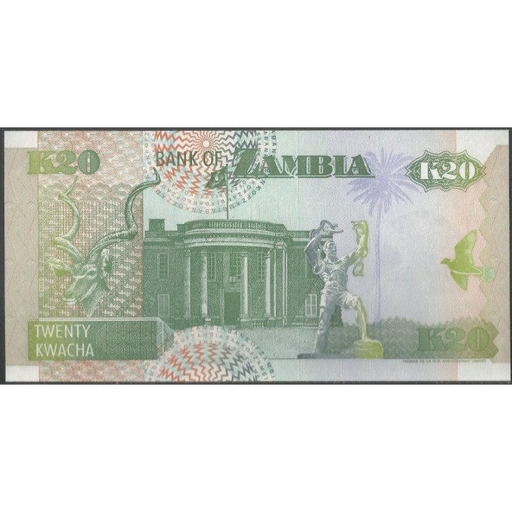 Zambia 20 Kwacha 1992 P36a reverso