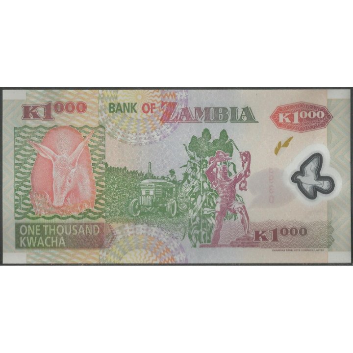 Zambia 1.000 Kwacha 2005 P44d reverso