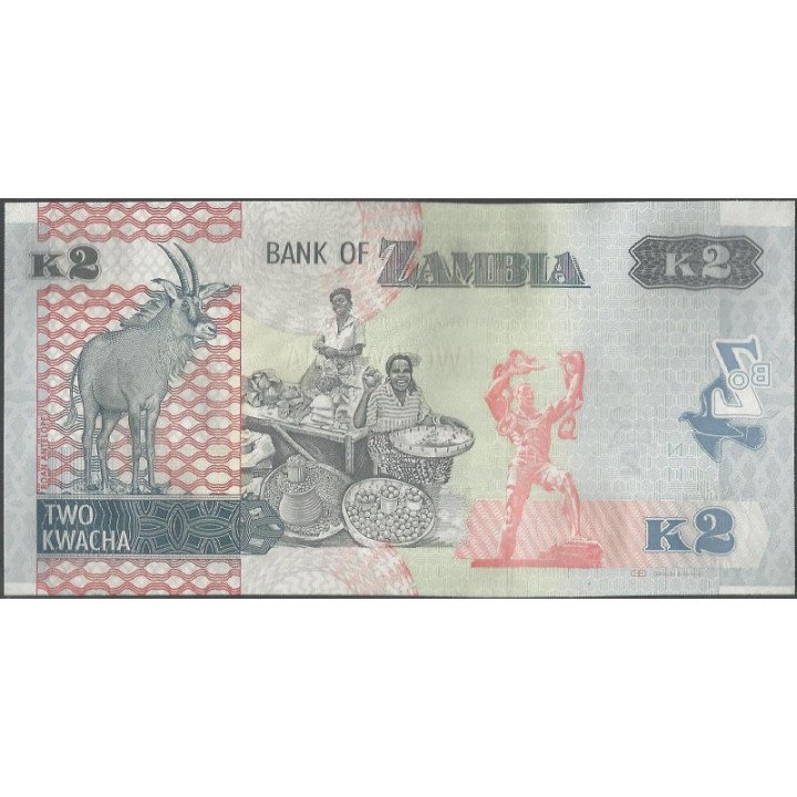 Zambia 2 Kwacha 2012 P49a reverso