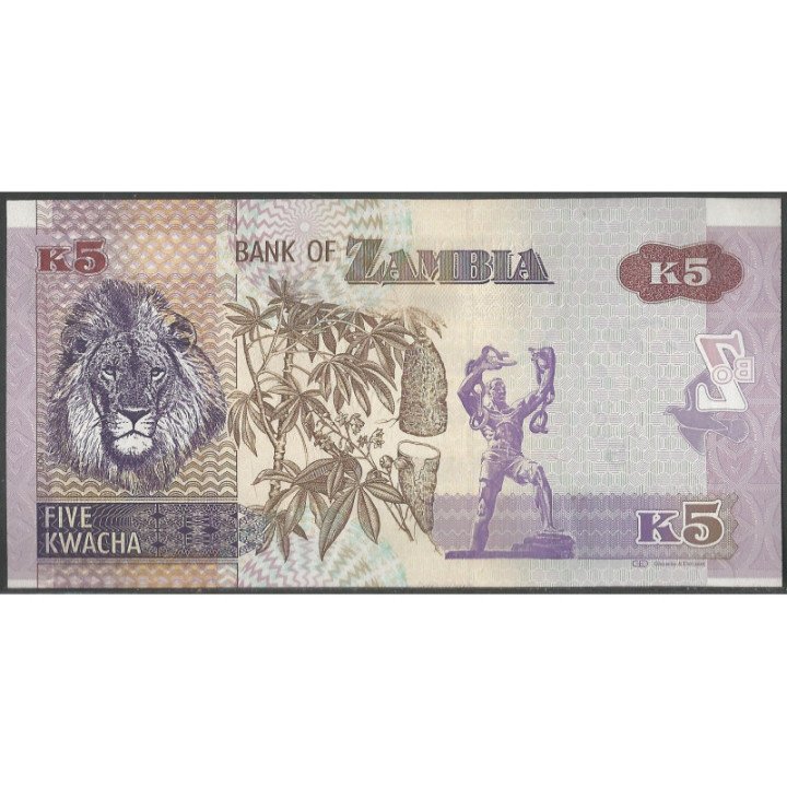 Zambia 5 Kwacha 2012 P50a reverso