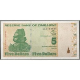 Zimbabwe 5 Dollars 2009 P93