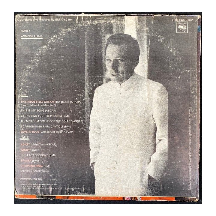 Andy Williams - Honey - Usa reverso