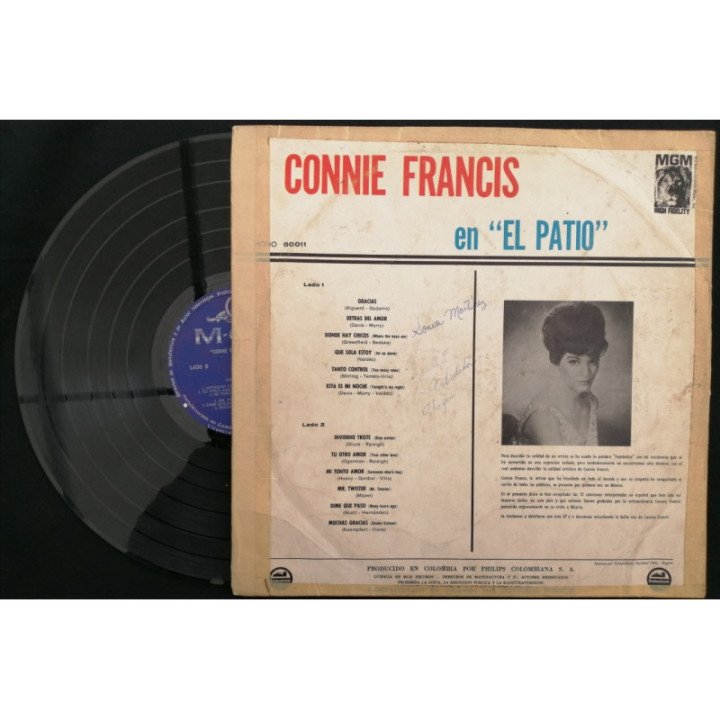 Connie Francis - en '' El Patio'' - Colombia reverso