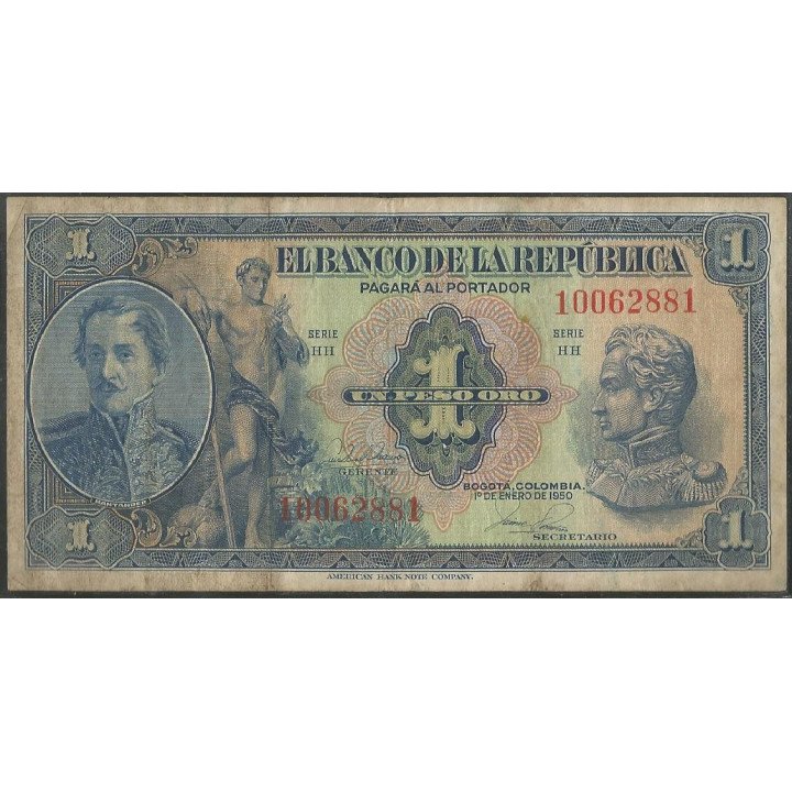 Billete de 1 Peso 1 ene 1950 8 dig. BGW042