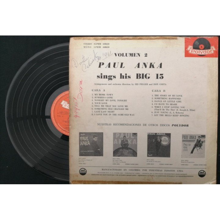 Paul Lanka - His Big Sings - Colombia reverso