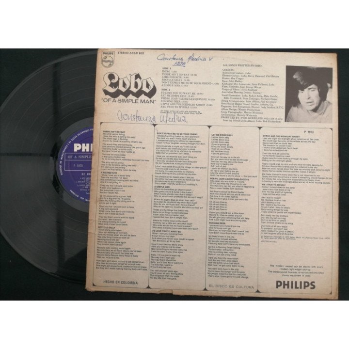 Lobo Just A Singer - Colombia reverso