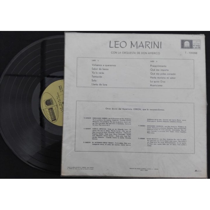 Leo Marini Con La Orquesta De Dn. Americo - Colombia reverso