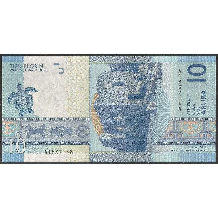 Aruba 10 Florin 1 Ene 2019 P21 reverso