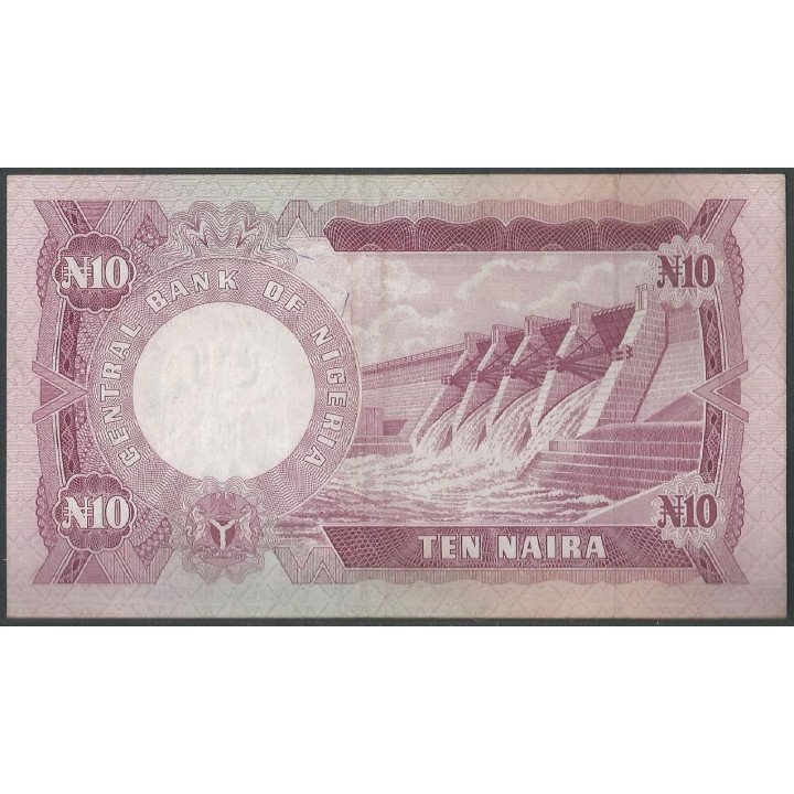 Nigeria 10 Naira ND1974-84 Firma 3 P17c reverso