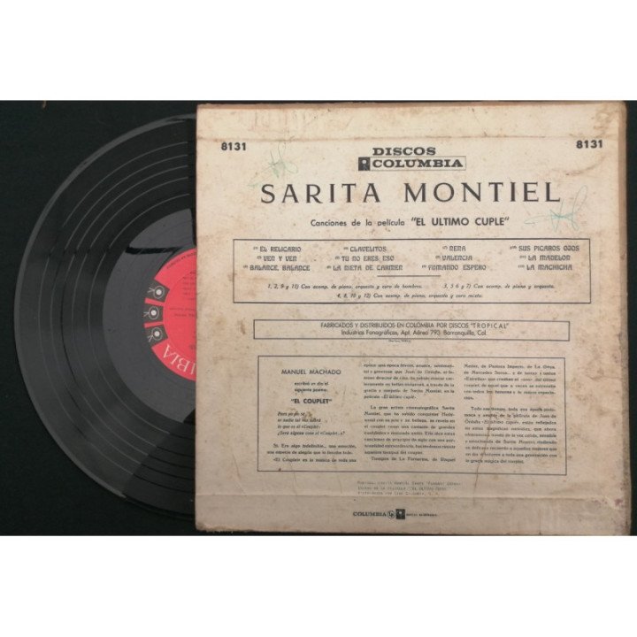 Sarita Montiel Canciones de la pelicula '' El Ultimo Cuple'' - Colombia reverso