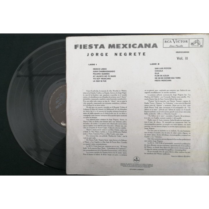 Jorge Negrete Fiesta Mexicana - Colombia reverso