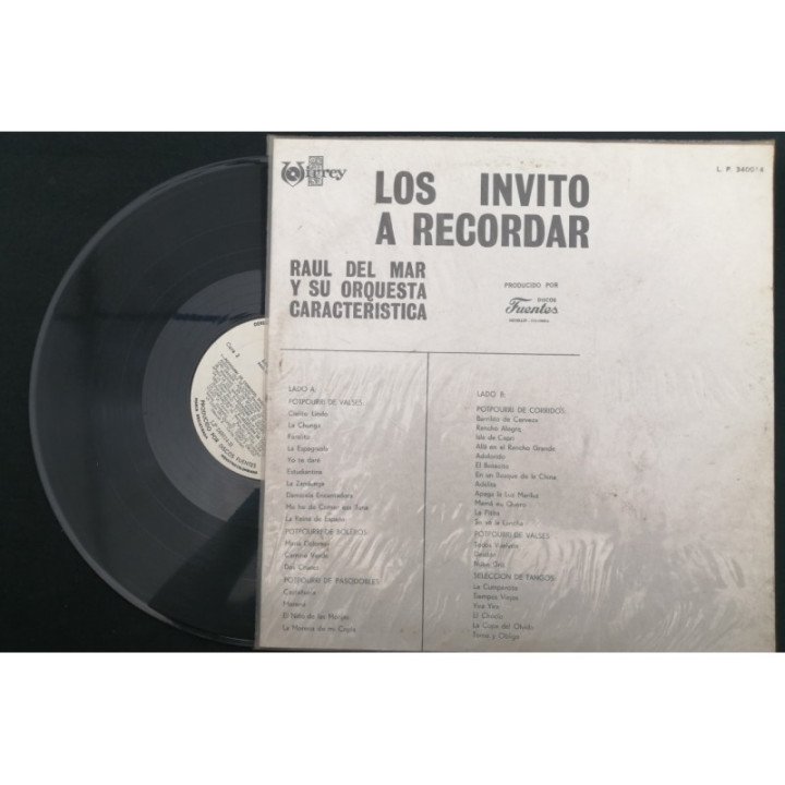 Raul Del Mar Los Invito A Recordar - Colombia reverso