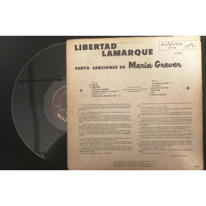 Libertad Lamarque Canta Canciones De Maria Grever - Colombia reverso