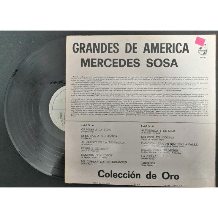 Mercedes Sosa Grandes De America - Colombia reverso
