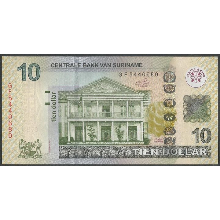 Suriname 10 Dollars 1 Feb 2019 P163c
