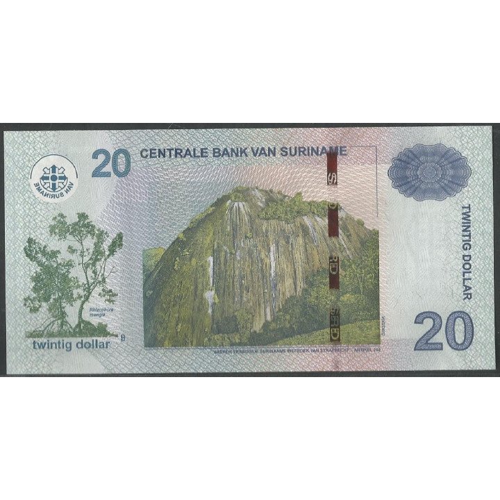 Suriname 20 Dollars 1 Feb 2019 P164c reverso