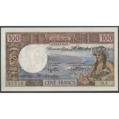 Nuevas Hebridas, 100 Francs ND1975 P18c