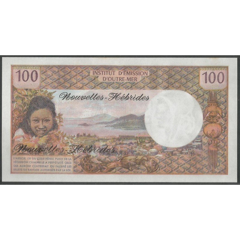 Nuevas Hebridas, 100 Francs ND1977 P18d