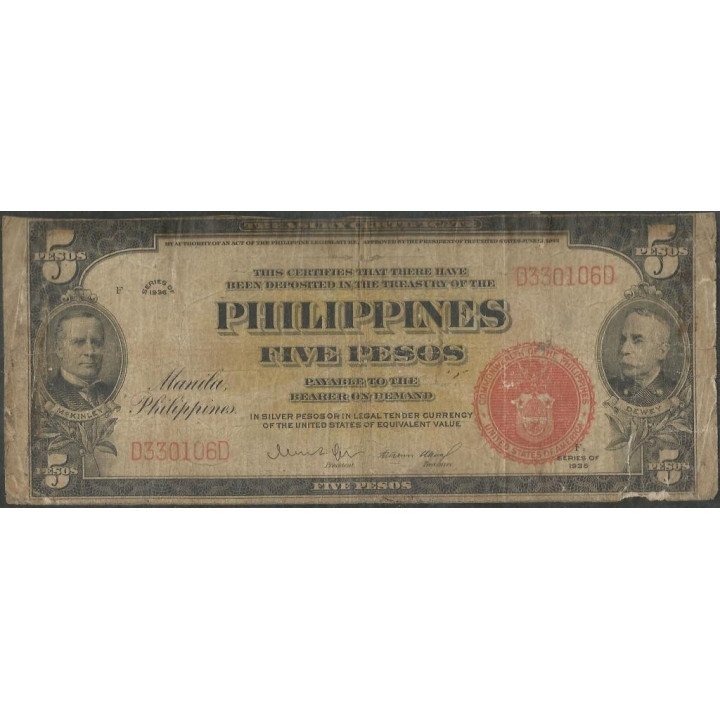 Filipinas 5 Pesos 1936 (1944) P83b