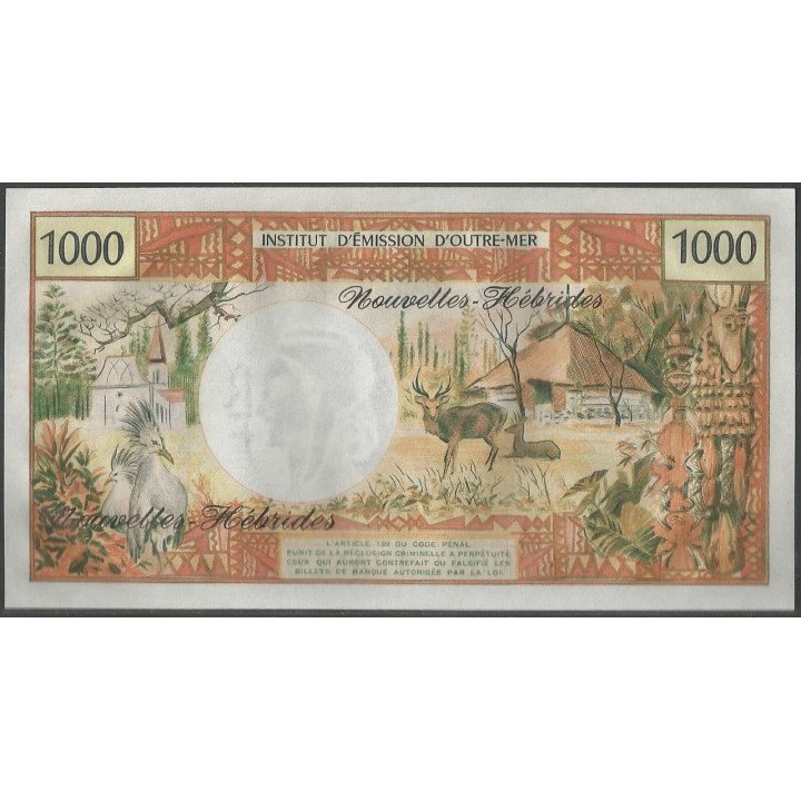 Nuevas Hebridas 1.000 Francs ND1979 P20c reverso