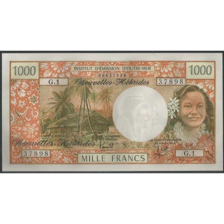 Nuevas Hebridas 1.000 Francs ND1975 P20b