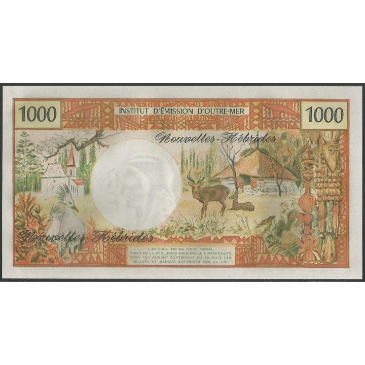 Nuevas Hebridas 1.000 Francs ND1975 P20b reverso