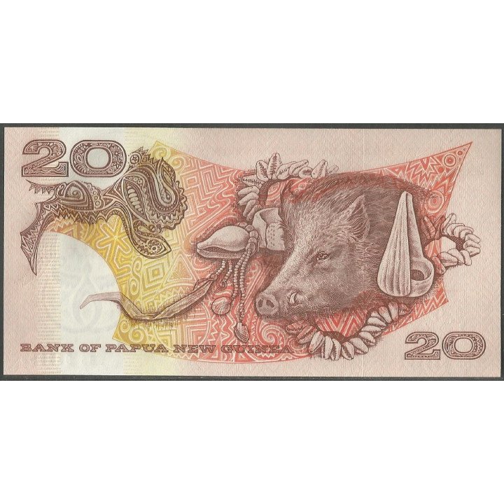 Papua Nueva Guinea 20 Kina ND1989-2001 P10c reverso