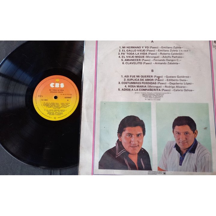 Hermanos ZuletaPa' toda la vida - Colombia 1980 reverso