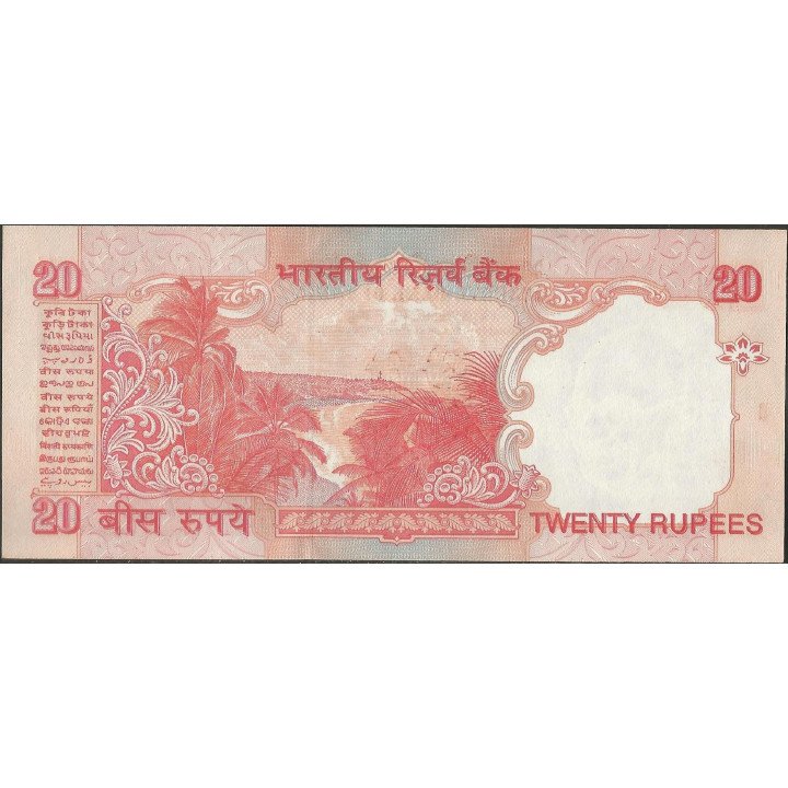 India 20 Rupias ND2002 E P89Af reverso