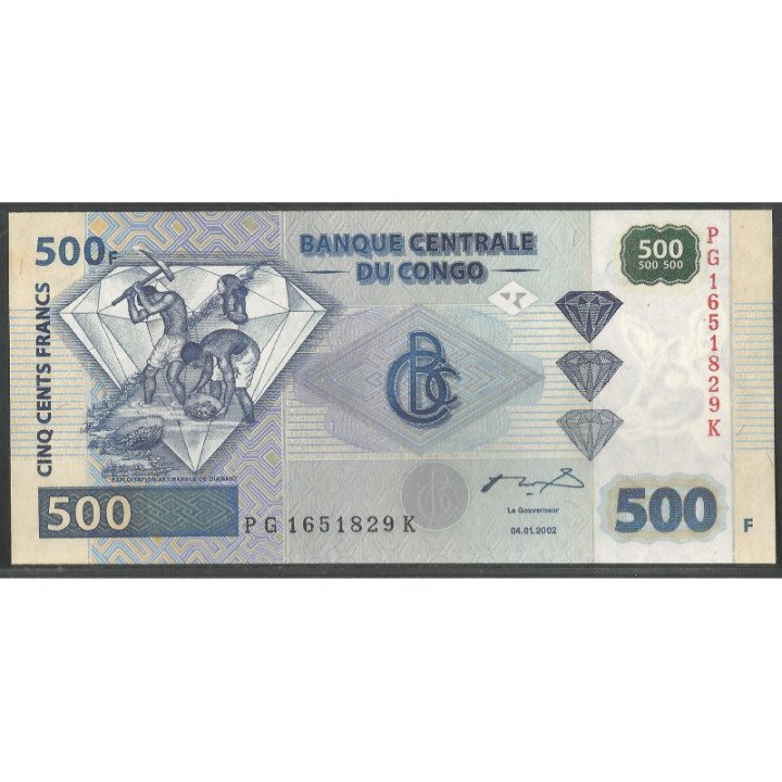 Rep. Democratica Del Congo 500 Francs 4 Ene 2002 P96B