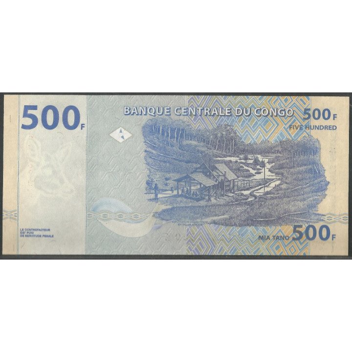 Rep. Democratica Del Congo 500 Francs 4 Ene 2002 P96B reverso