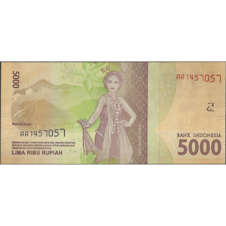 Indonesia 5.000 Rupias 2016 P156a reverso