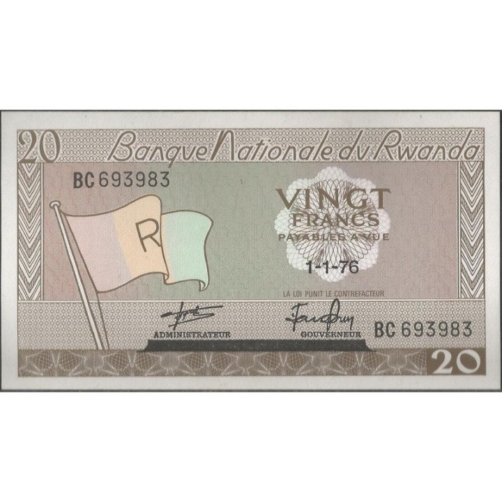 Rwanda 20 Francs 1 Ene 1976 P6e