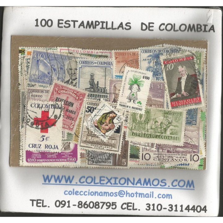 Colombia 100 estampillas usadas