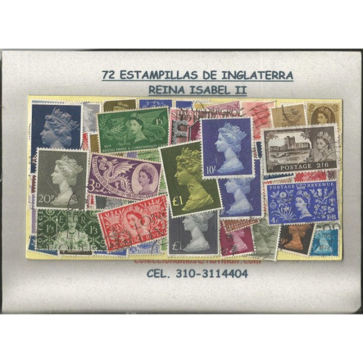Inglaterra 72 estampillas Reina Isabel II usadas