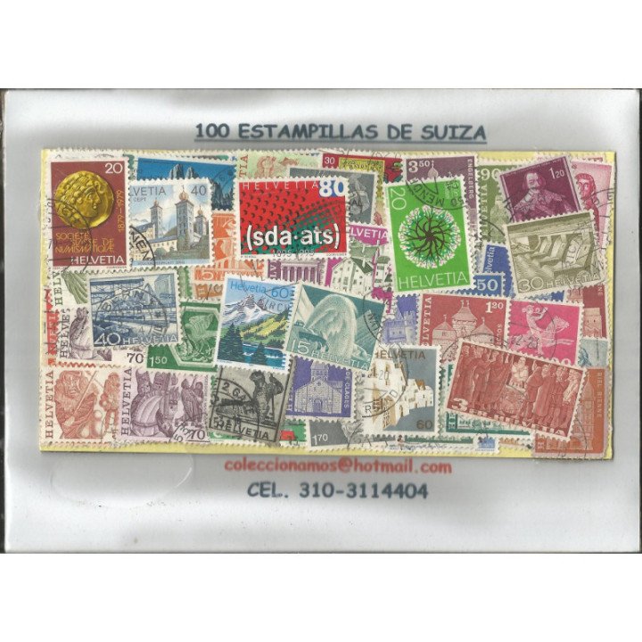 Suiza 100 estampillas usadas